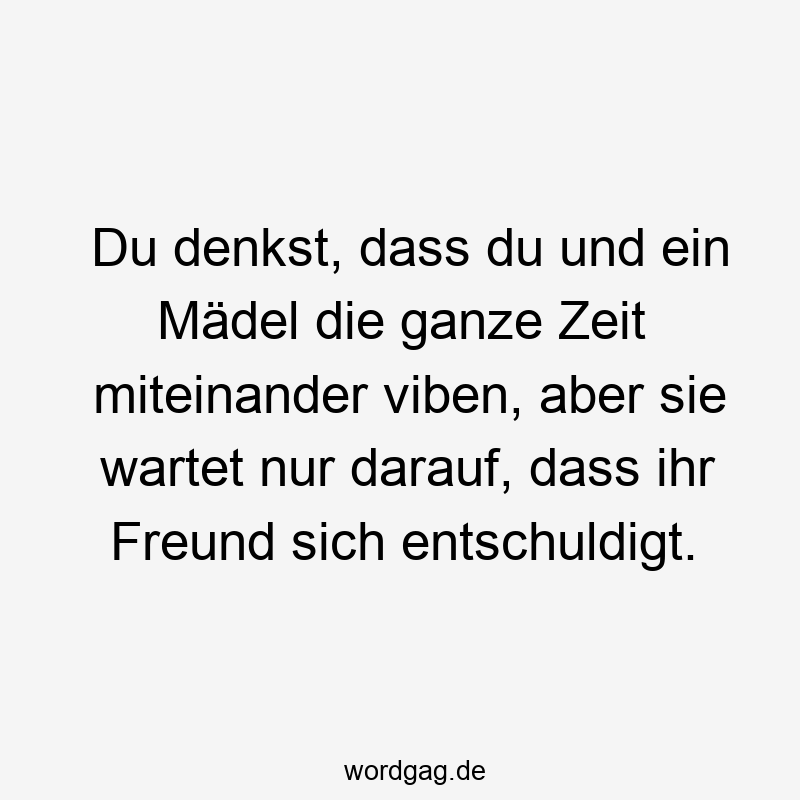Du denkst, dass du und ein Mädel die ganze Zeit miteinander viben, aber sie wartet nur darauf, dass ihr Freund sich entschuldigt.