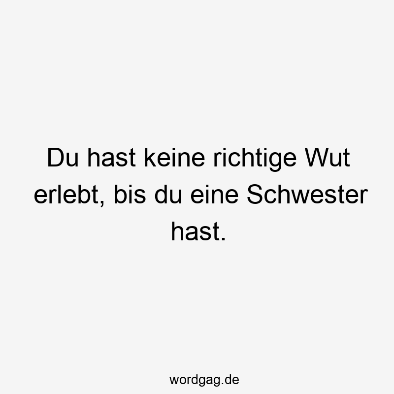 Du hast keine richtige Wut erlebt, bis du eine Schwester hast.