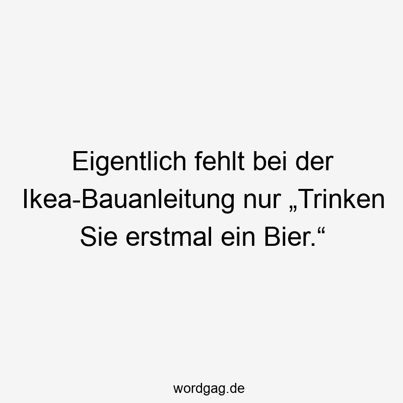 Eigentlich fehlt bei der Ikea-Bauanleitung nur „Trinken Sie erstmal ein Bier.“