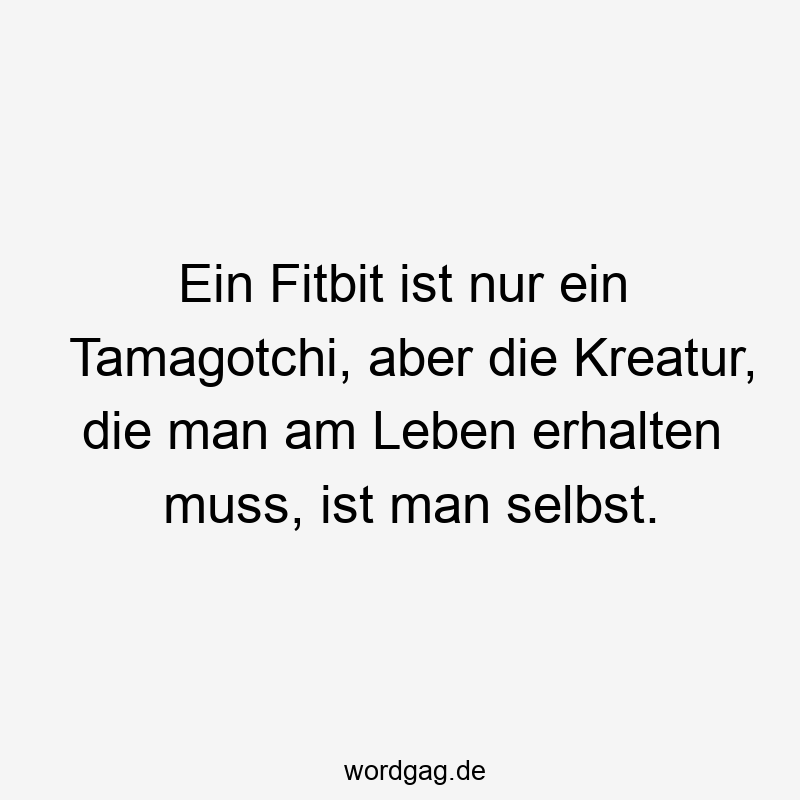 Ein Fitbit ist nur ein Tamagotchi, aber die Kreatur, die man am Leben erhalten muss, ist man selbst.