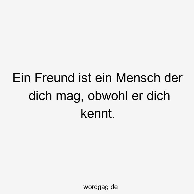 Ein Freund ist ein Mensch der dich mag, obwohl er dich kennt.
