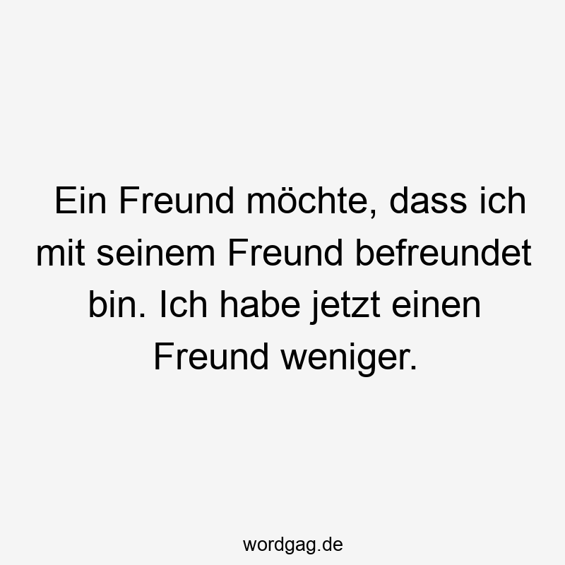 Ein Freund möchte, dass ich mit seinem Freund befreundet bin. Ich habe jetzt einen Freund weniger.