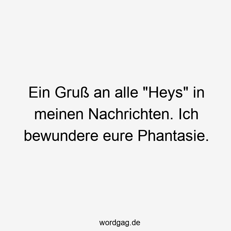 Ein Gruß an alle „Heys“ in meinen Nachrichten. Ich bewundere eure Phantasie.