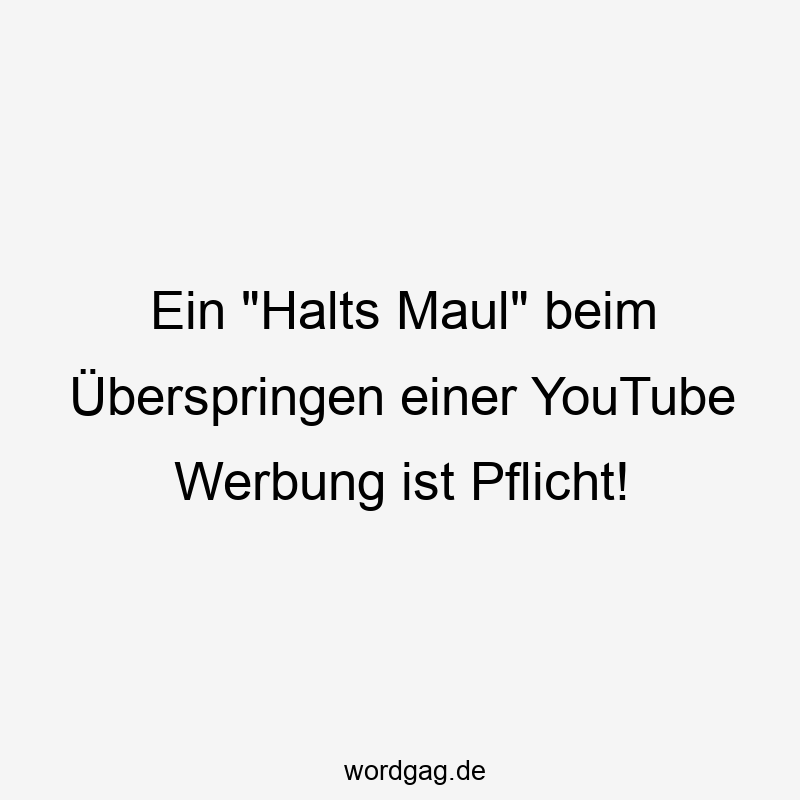 Ein „Halts Maul“ beim Überspringen einer YouTube Werbung ist Pflicht!