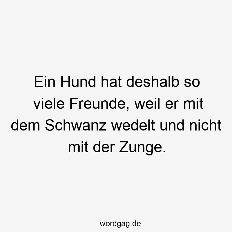 Ein Hund hat deshalb so viele Freunde, weil er mit dem Schwanz wedelt und nicht mit der Zunge.