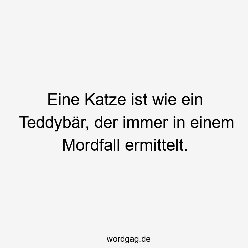 Eine Katze ist wie ein Teddybär, der immer in einem Mordfall ermittelt.