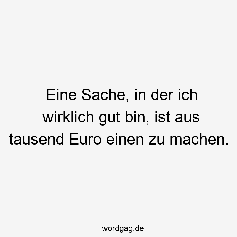 Eine Sache, in der ich wirklich gut bin, ist aus tausend Euro einen zu machen.