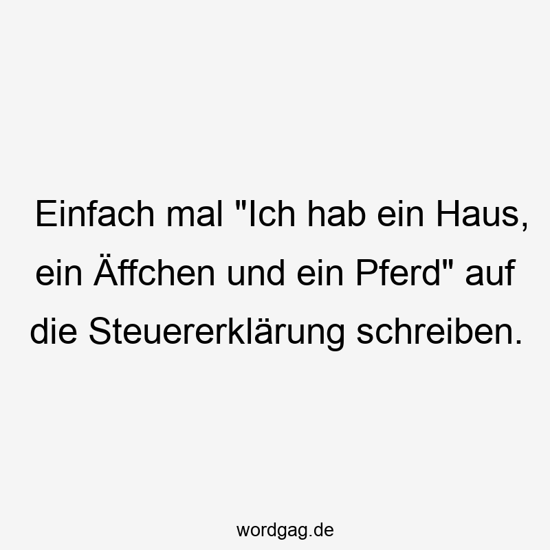 Einfach mal "Ich hab ein Haus, ein Äffchen und ein Pferd" auf die Steuererklärung schreiben.