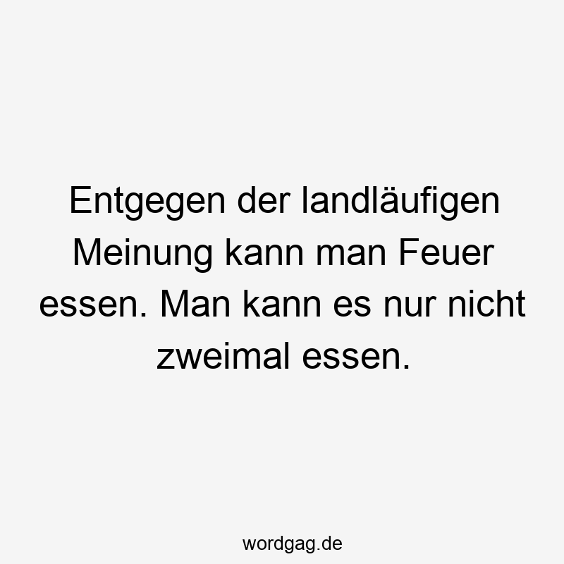 Entgegen der landläufigen Meinung kann man Feuer essen. Man kann es nur nicht zweimal essen.