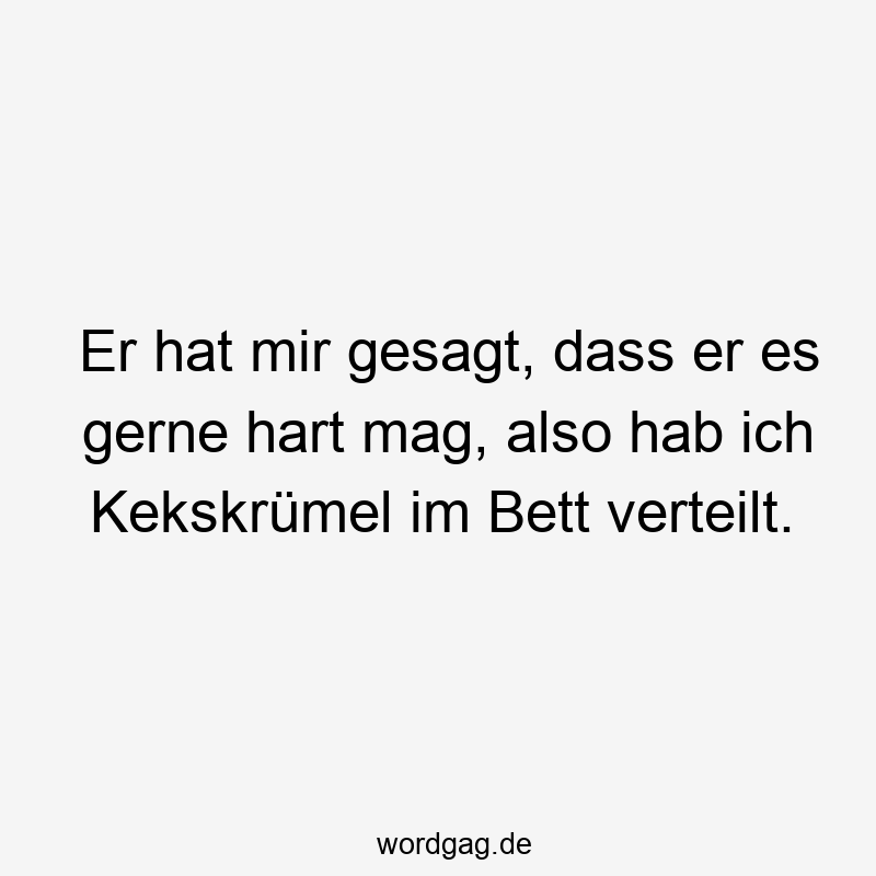 Er hat mir gesagt, dass er es gerne hart mag, also hab ich Kekskrümel im Bett verteilt.