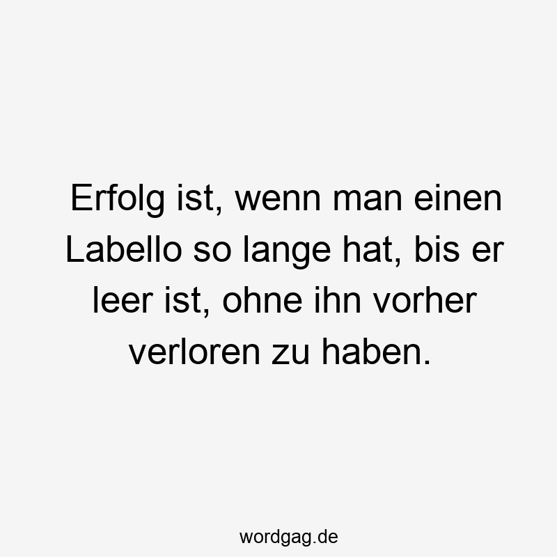 Lustige Sprüche: Durchhaltevermögen - Erfolg ist, wenn man einen Labello so lange hat, bis er leer ist, ohne ihn vorher verloren zu haben.