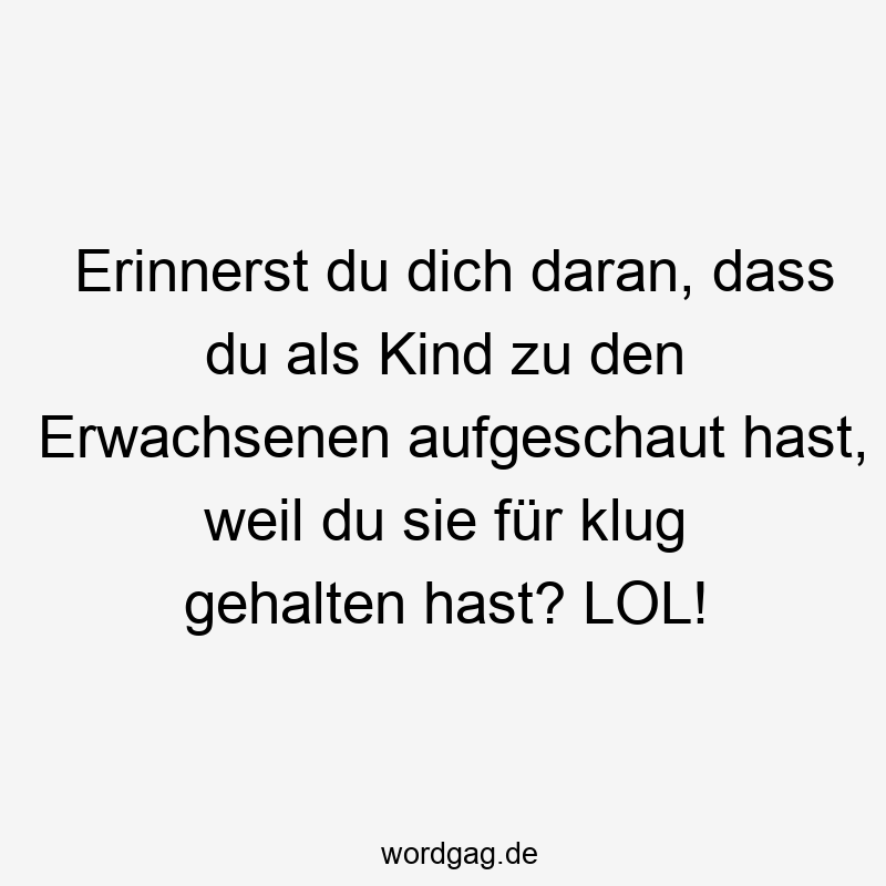 Erinnerst du dich daran, dass du als Kind zu den Erwachsenen aufgeschaut hast, weil du sie für klug gehalten hast? LOL!