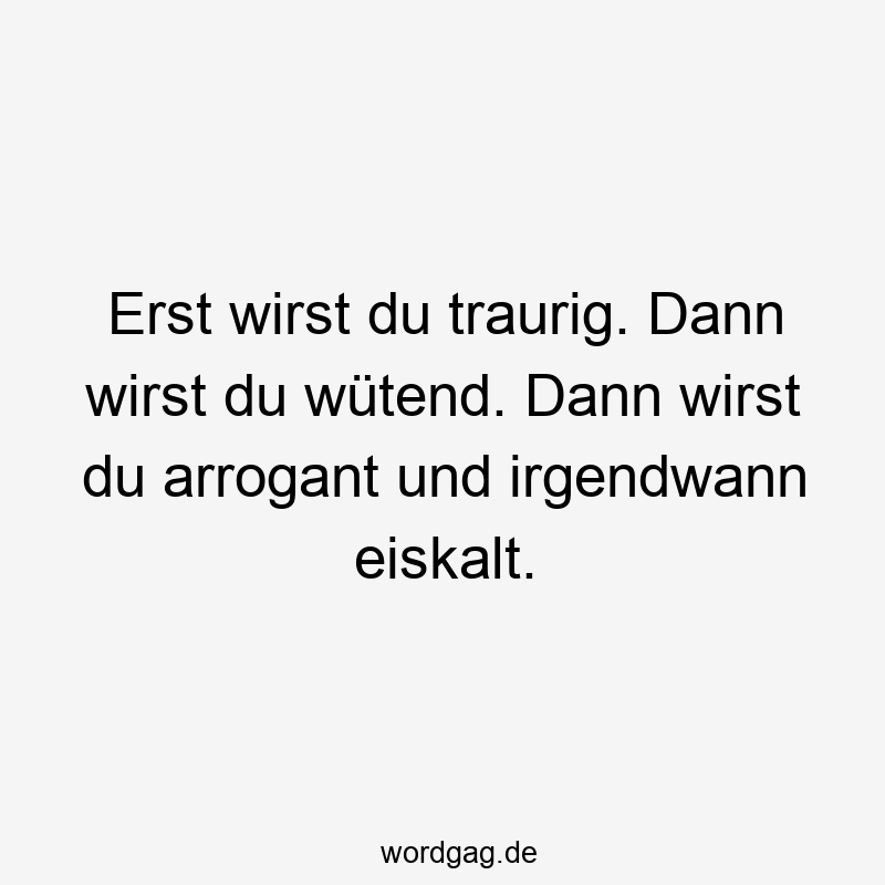 Erst wirst du traurig. Dann wirst du wütend. Dann wirst du arrogant und irgendwann eiskalt.