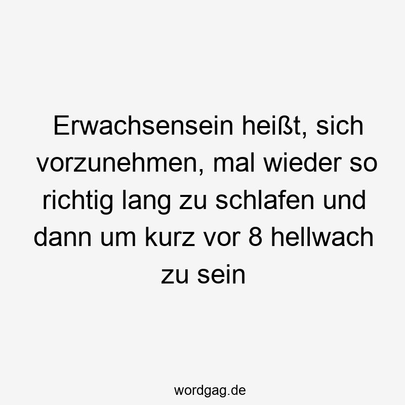Erwachsensein heißt, sich vorzunehmen, mal wieder so richtig lang zu schlafen und dann um kurz vor 8 hellwach zu sein