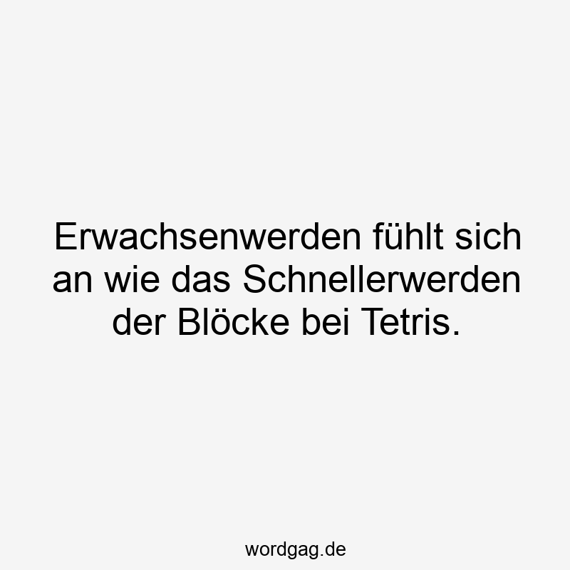 Erwachsenwerden fĂŒhlt sich an wie das Schnellerwerden der Blöcke bei Tetris.