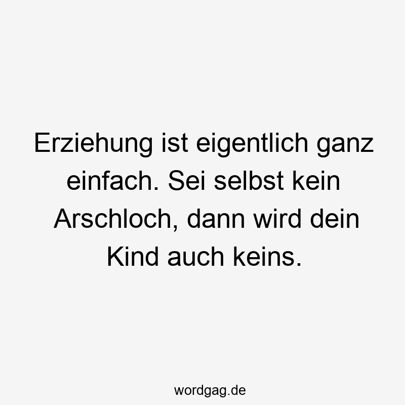 Erziehung ist eigentlich ganz einfach. Sei selbst kein Arschloch, dann wird dein Kind auch keins.