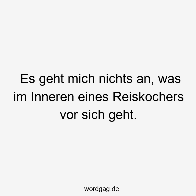 Es geht mich nichts an, was im Inneren eines Reiskochers vor sich geht.