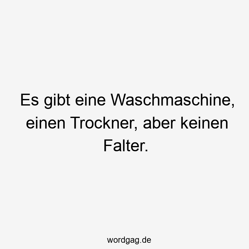 Lustige Sprüche: Falter - Es gibt eine Waschmaschine, einen Trockner, aber keinen Falter.