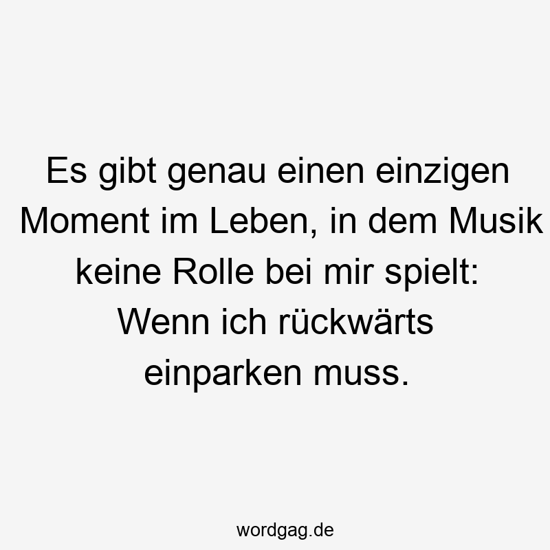 Es gibt genau einen einzigen Moment im Leben, in dem Musik keine Rolle bei mir spielt: Wenn ich rückwärts einparken muss.