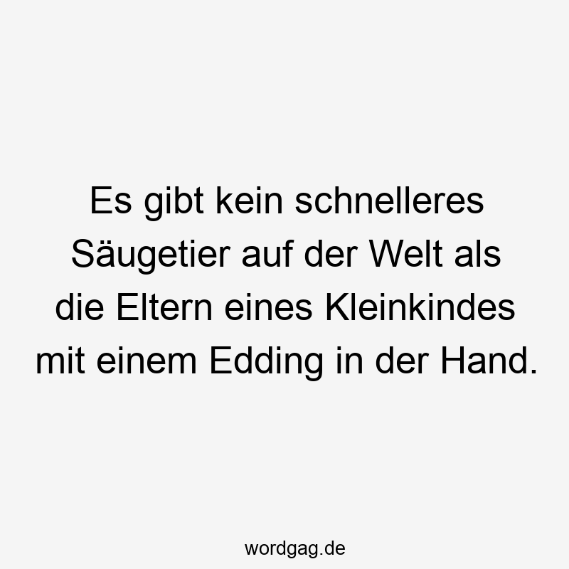Es gibt kein schnelleres Säugetier auf der Welt als die Eltern eines Kleinkindes mit einem Edding in der Hand.