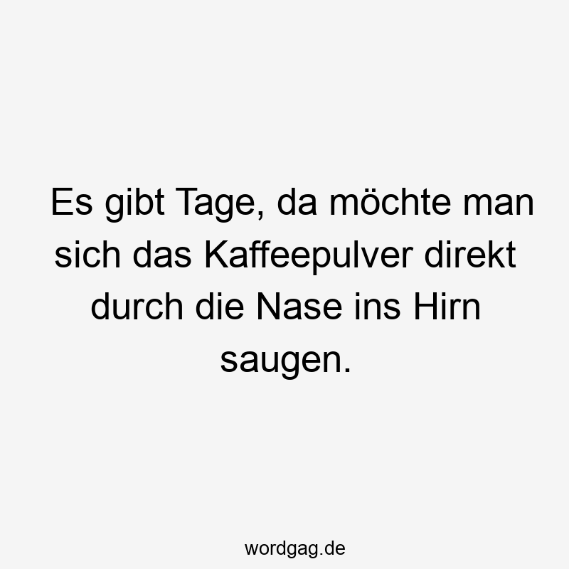Lustige Sprüche: Kaffeepulver - Es gibt Tage, da möchte man sich das Kaffeepulver direkt durch die Nase ins Hirn saugen.