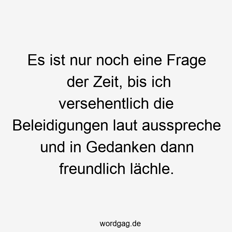 Es ist nur noch eine Frage der Zeit, bis ich versehentlich die Beleidigungen laut ausspreche und in Gedanken dann freundlich lächle.