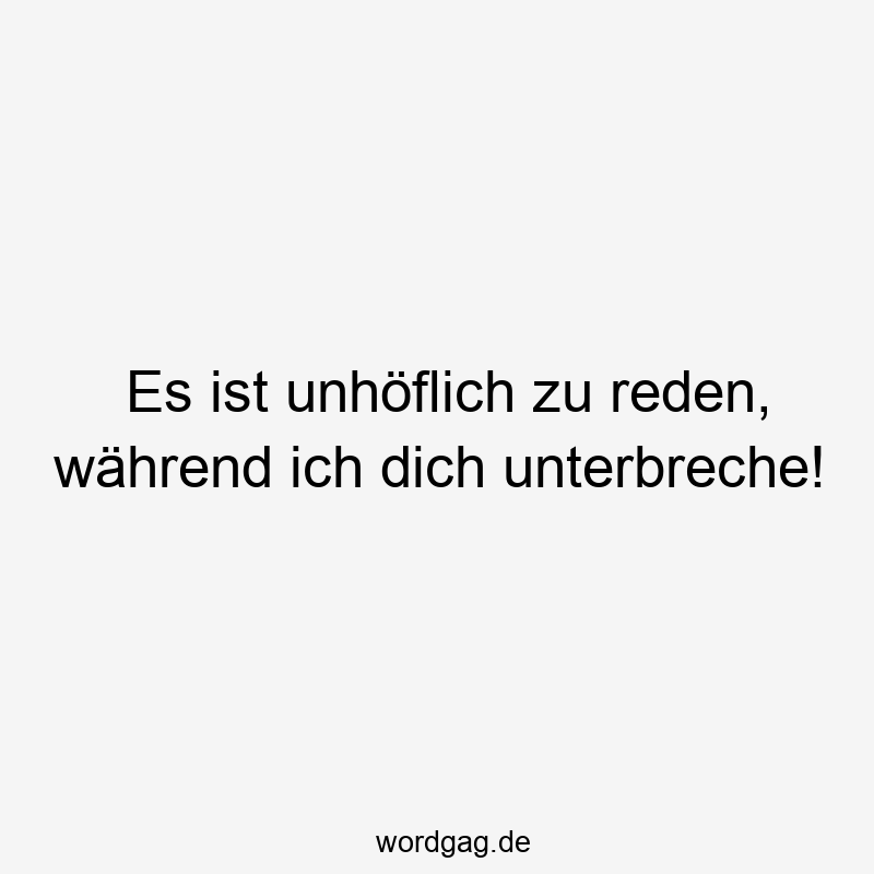 Es ist unhöflich zu reden, während ich dich unterbreche!
