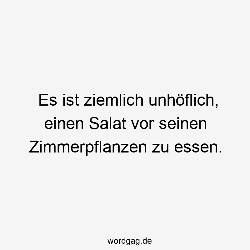Es ist ziemlich unhöflich, einen Salat vor seinen Zimmerpflanzen zu essen.