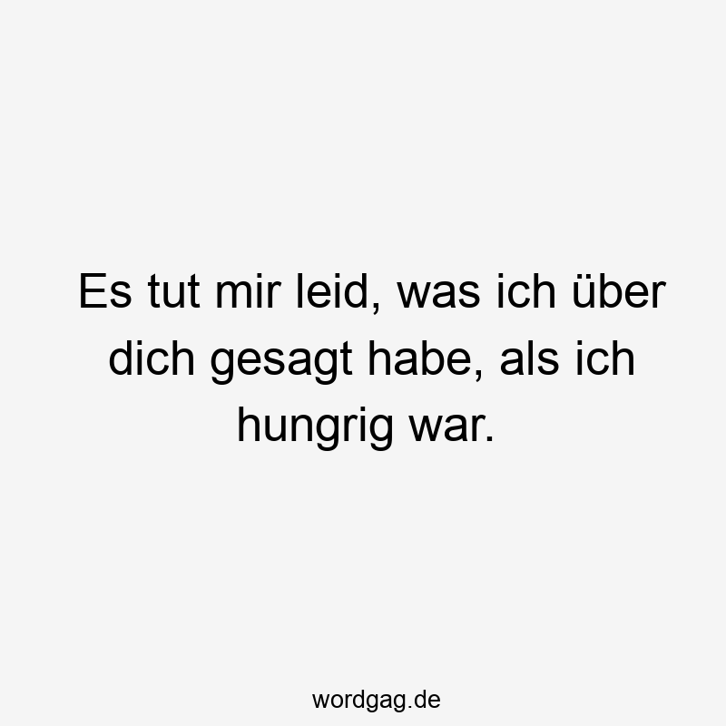 Es tut mir leid, was ich über dich gesagt habe, als ich hungrig war.