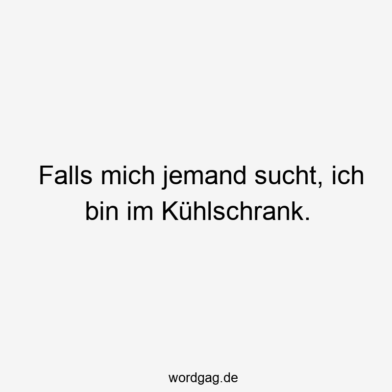 Falls mich jemand sucht, ich bin im Kühlschrank.