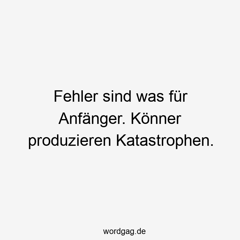 Fehler sind was für Anfänger. Könner produzieren Katastrophen.