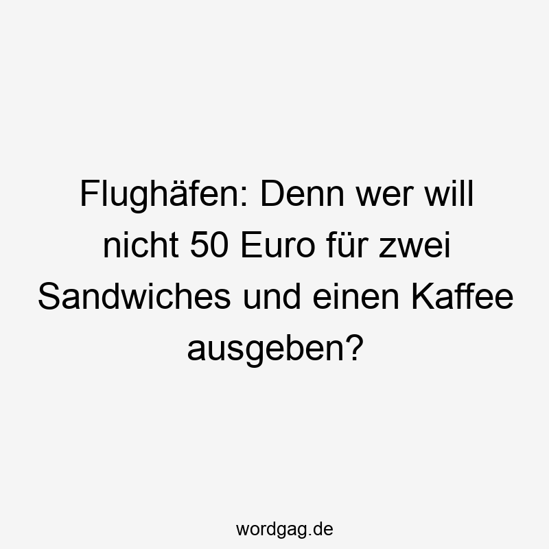 Flughäfen: Denn wer will nicht 50 Euro für zwei Sandwiches und einen Kaffee ausgeben?