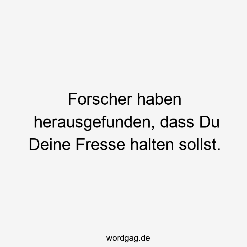 Lustige Sprüche: Forscher - Forscher haben herausgefunden, dass Du Deine Fresse halten sollst.