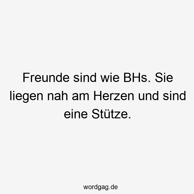 Freunde sind wie BHs. Sie liegen nah am Herzen und sind eine Stütze.