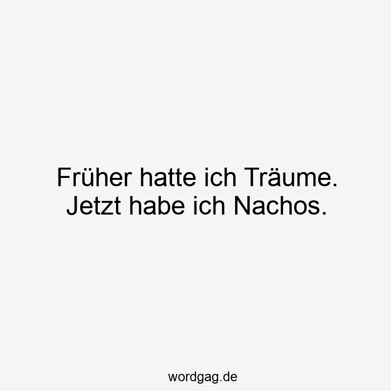 Früher hatte ich Träume. Jetzt habe ich Nachos.