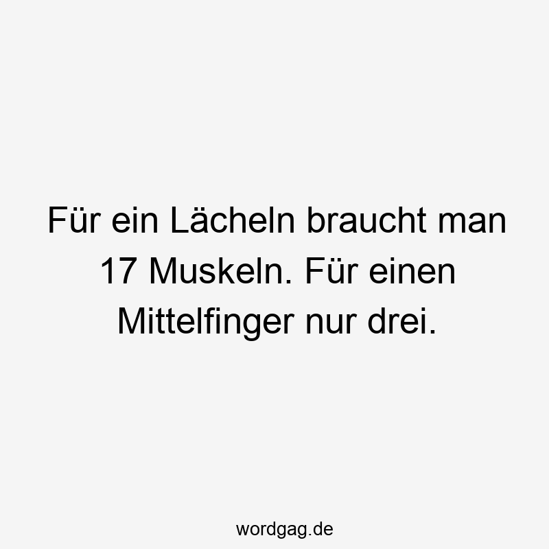 Für ein Lächeln braucht man 17 Muskeln. Für einen Mittelfinger nur drei.