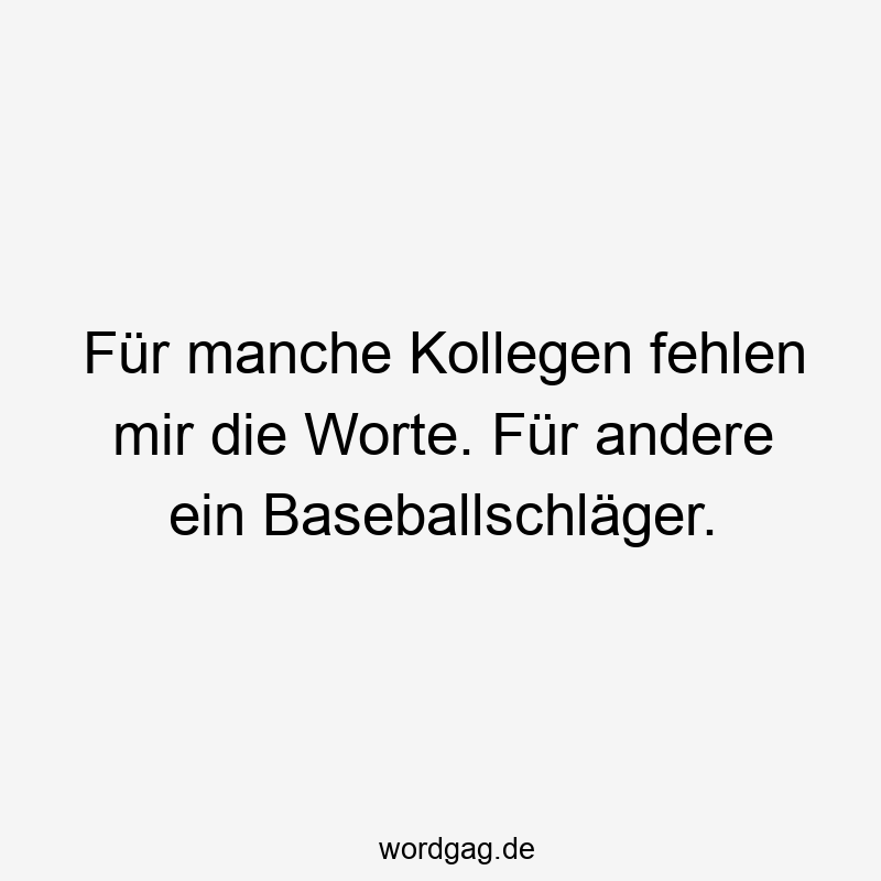 Für manche Kollegen fehlen mir die Worte. Für andere ein Baseballschläger.