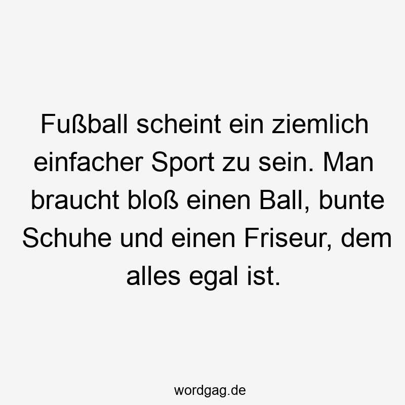 Fußball scheint ein ziemlich einfacher Sport zu sein. Man braucht bloß einen Ball, bunte Schuhe und einen Friseur, dem alles egal ist.