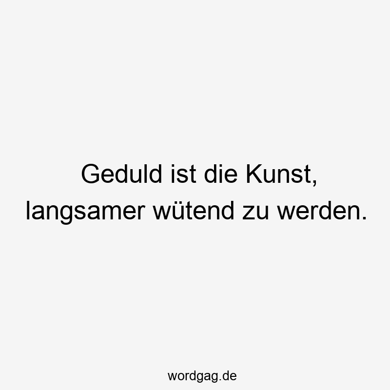 Geduld ist die Kunst, langsamer wütend zu werden.