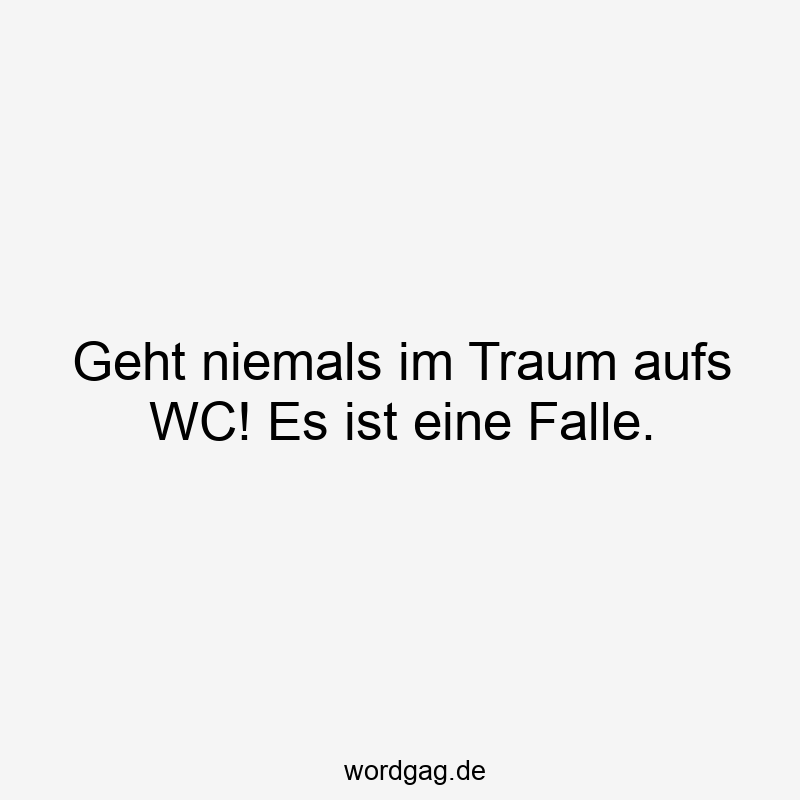 Geht niemals im Traum aufs WC! Es ist eine Falle.