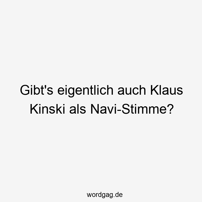Gibt's eigentlich auch Klaus Kinski als Navi-Stimme?