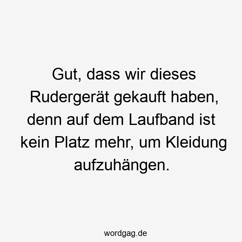 Gut, dass wir dieses Rudergerät gekauft haben, denn auf dem Laufband ist kein Platz mehr, um Kleidung aufzuhängen.