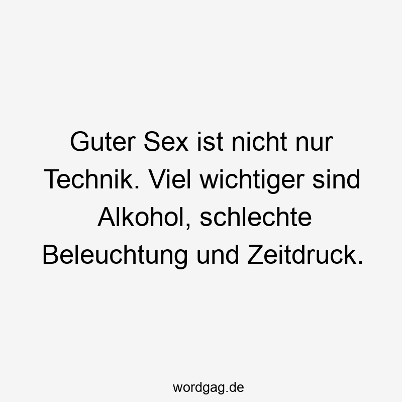 Guter Sex ist nicht nur Technik. Viel wichtiger sind Alkohol, schlechte Beleuchtung und Zeitdruck.