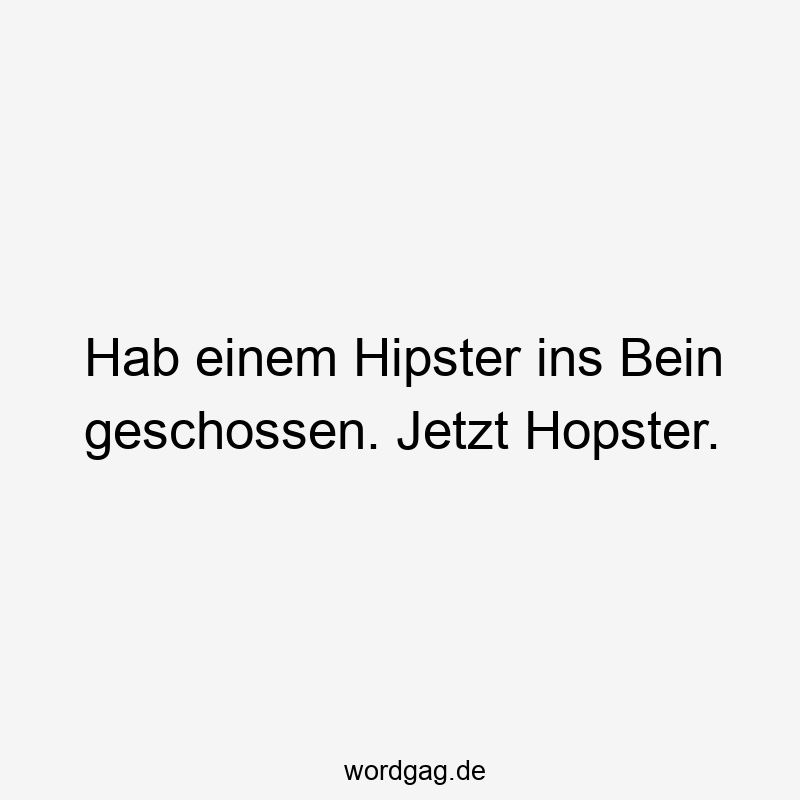 Hab einem Hipster ins Bein geschossen. Jetzt Hopster.