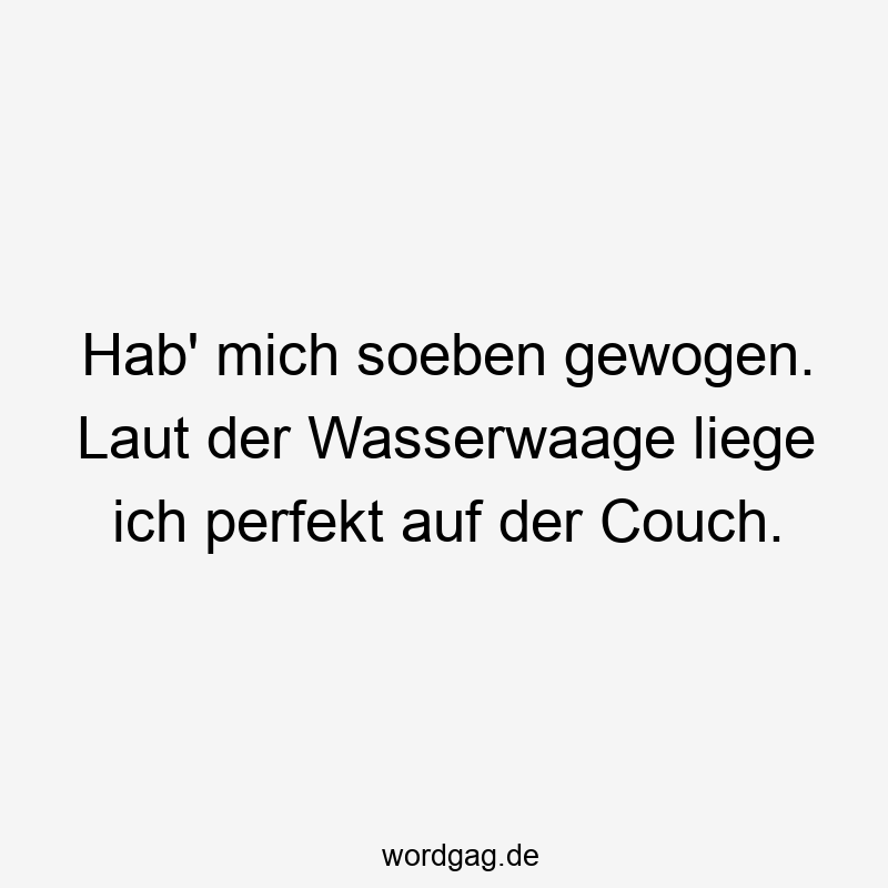 96 Lustige Faul Sprüche - Hab‘ mich soeben gewogen. Laut der Wasserwaage liege ich perfekt auf der Couch.