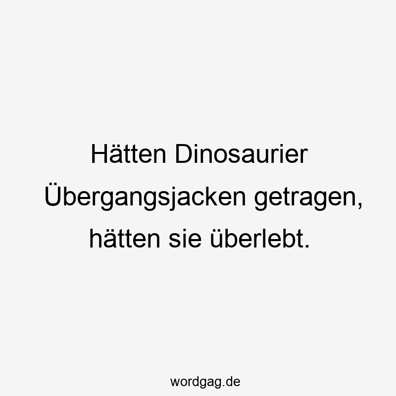 Hätten Dinosaurier Übergangsjacken getragen, hätten sie überlebt.
