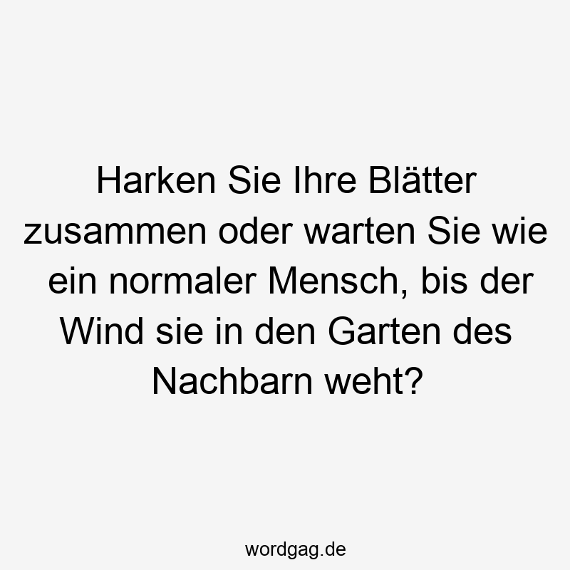 Harken Sie Ihre Blätter zusammen oder warten Sie wie ein normaler Mensch, bis der Wind sie in den Garten des Nachbarn weht?