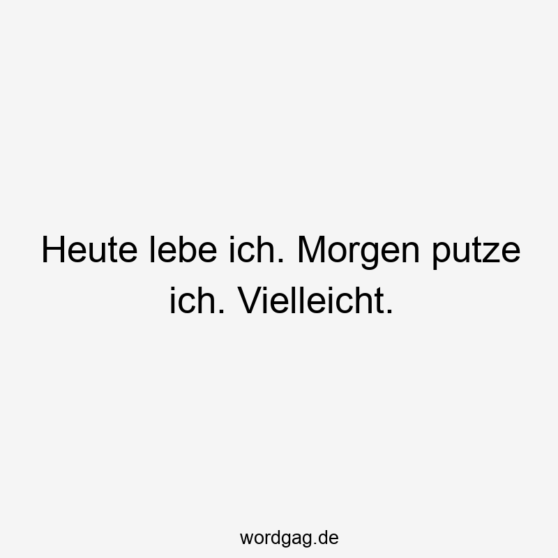 Lustige Sprüche: Putzen - Heute lebe ich. Morgen putze ich. Vielleicht.
