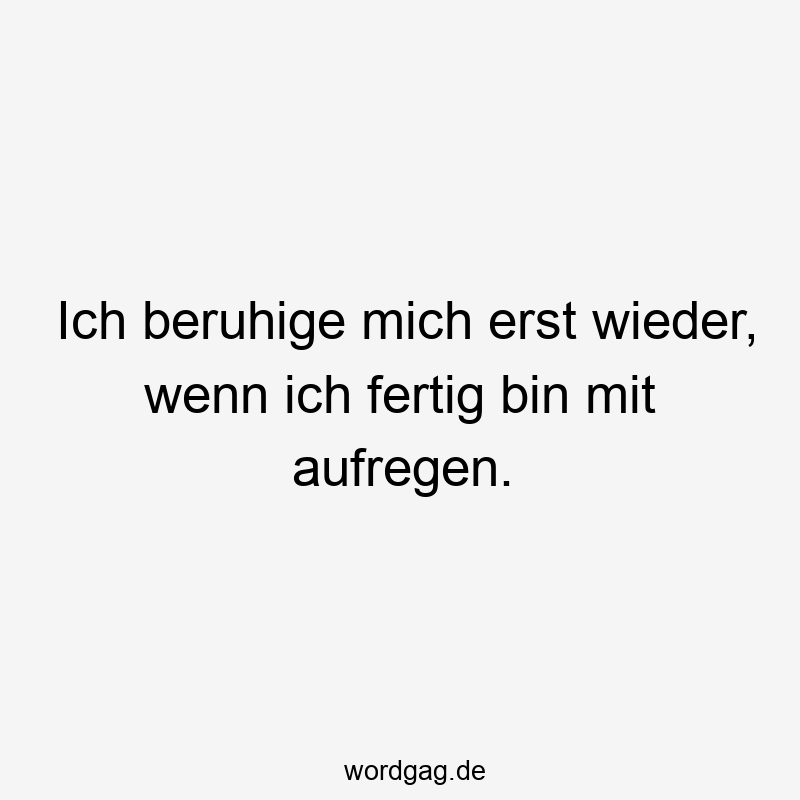 Ich beruhige mich erst wieder, wenn ich fertig bin mit aufregen.