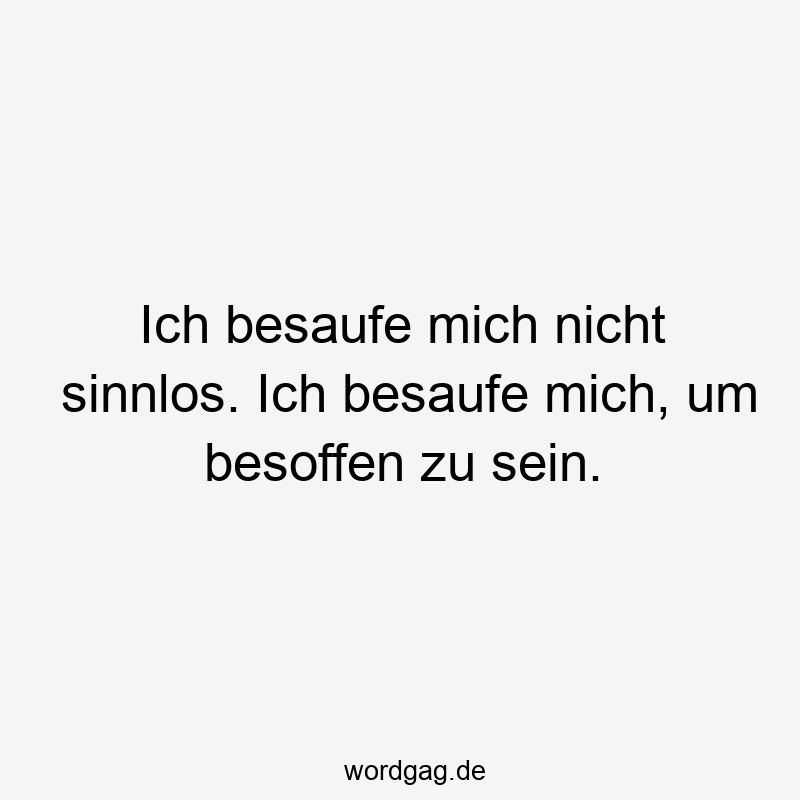 Ich besaufe mich nicht sinnlos. Ich besaufe mich, um besoffen zu sein.